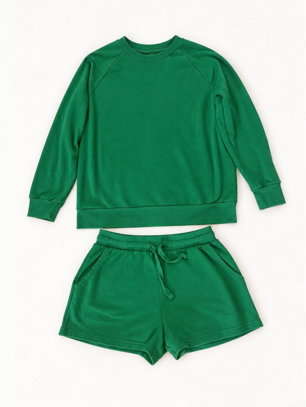 Colsie Green Sweatshirt & Shorts Matching Set Size Medium